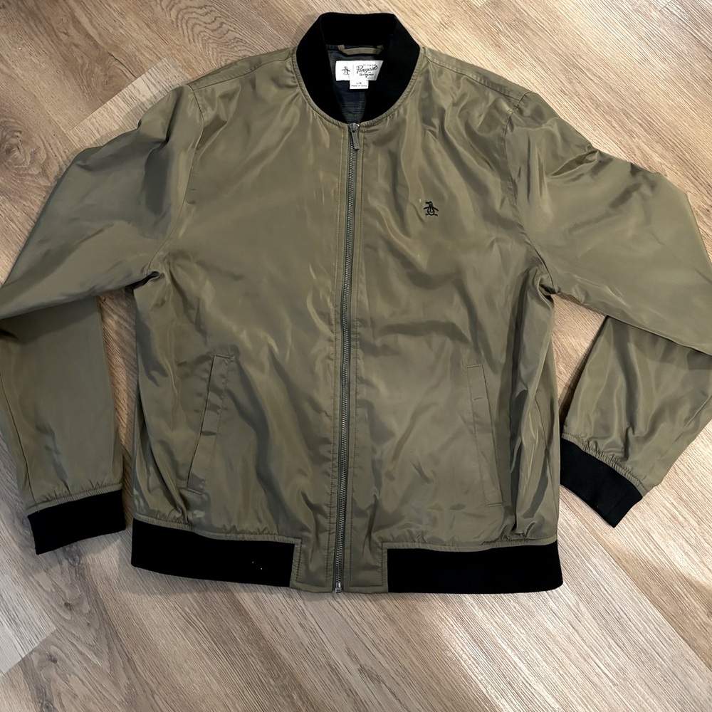 Original Penguin Olive Green Bomber Jacket SZ L